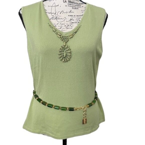 Givenchy Faux Jade Tubular Vintage Belt or Necklace 32" - Picture 6 of 6